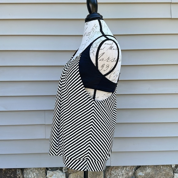 ATHLETA Slash Stripe Blousy Tankini Top Black Stripe - Picture 8 of 16